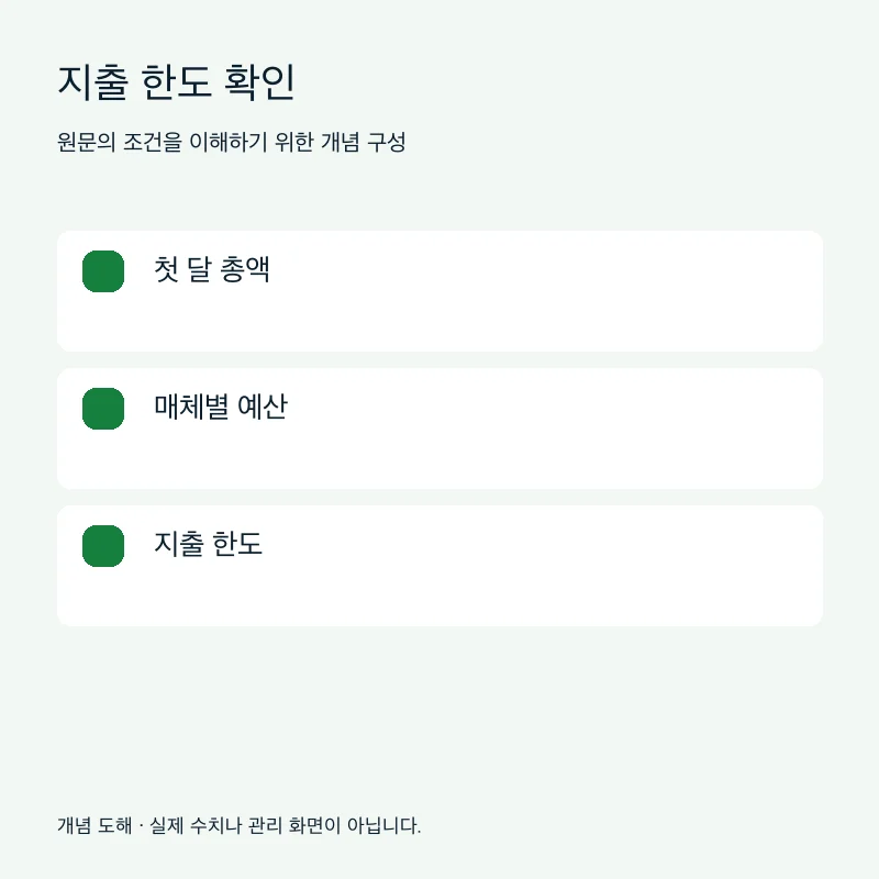 지출 한도 확인을 설명하는 개념 도해