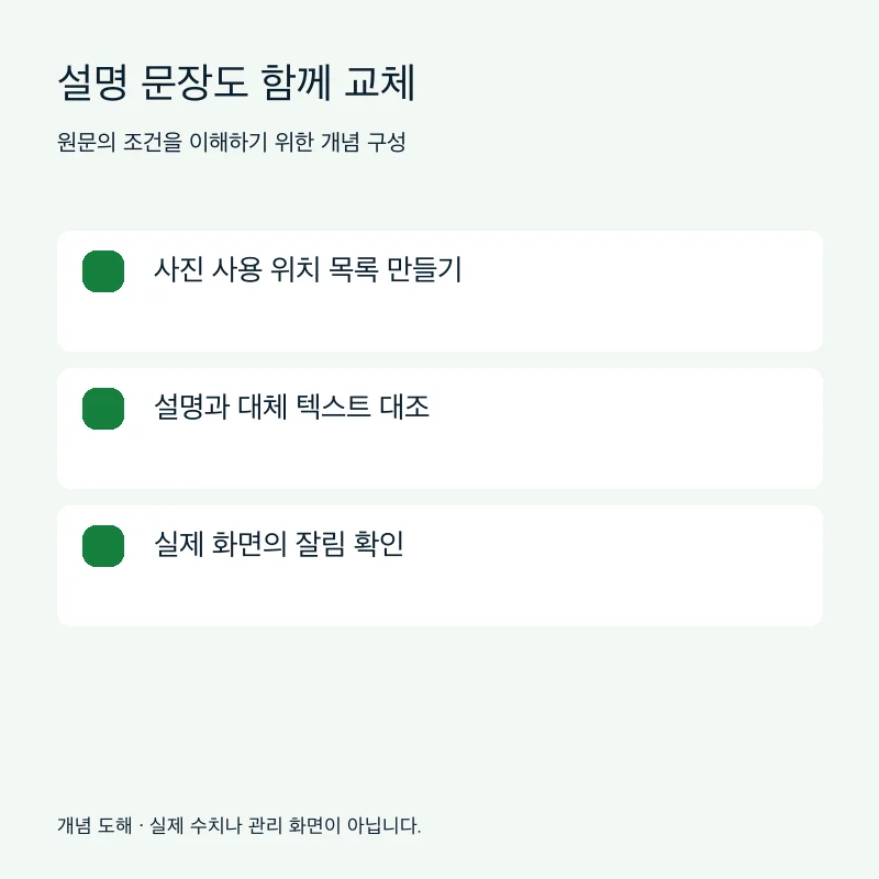 설명 문장도 함께 교체을 설명하는 개념 도해
